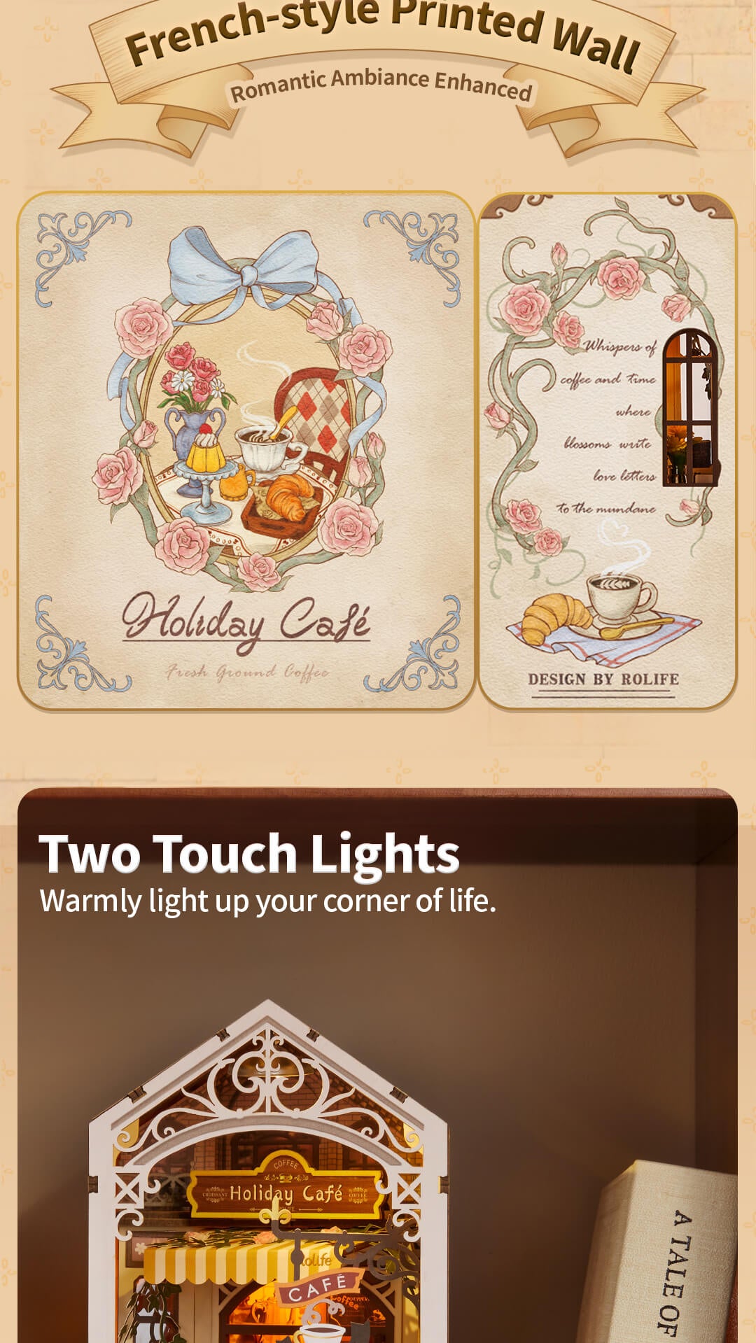 Rolife DIY Book Nook Shelf Insert - Holiday Cafe TGB15 - Mô hình lắp ráp kệ sách 3D - Rolife