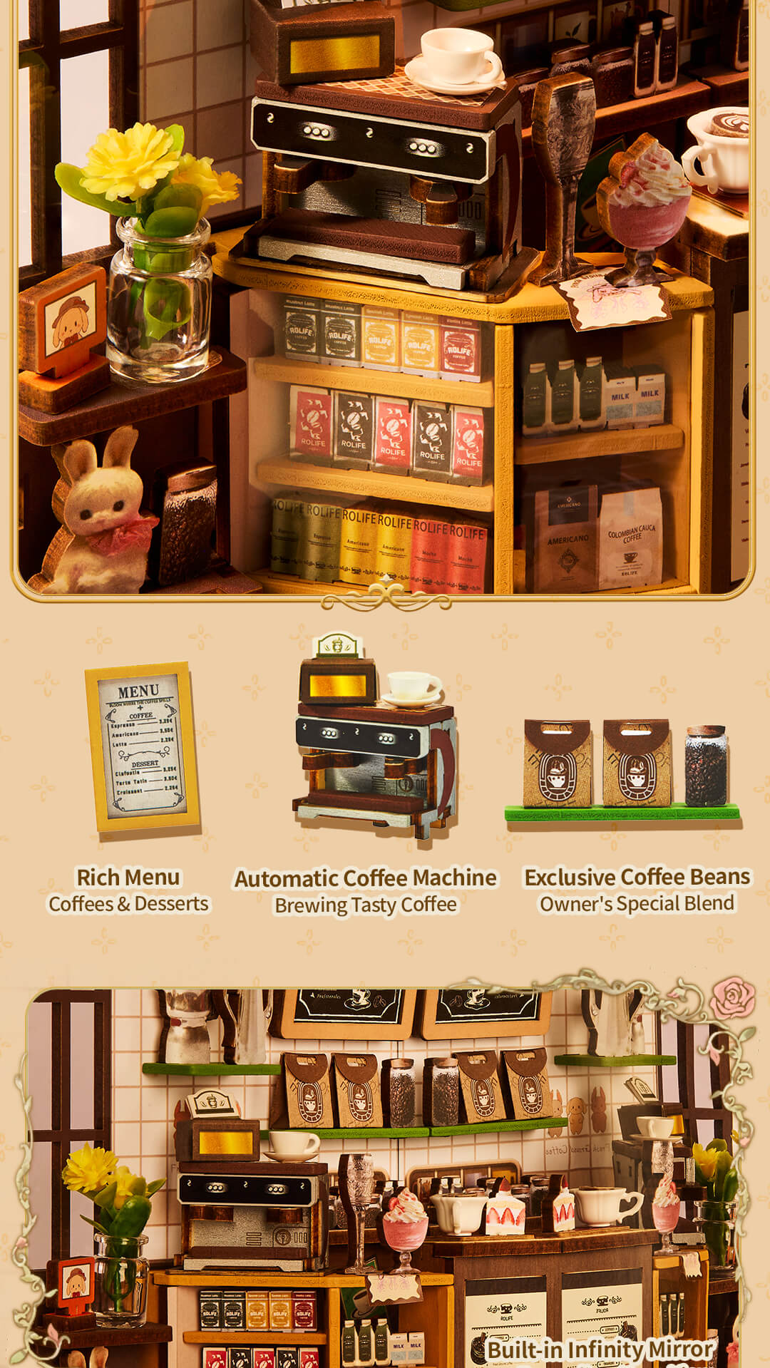 Rolife DIY Book Nook Shelf Insert - Holiday Cafe TGB15 - Mô hình lắp ráp kệ sách 3D - Rolife