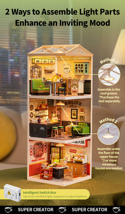 Rolife Hong Kong Bites Cafe DIY Miniature House DW021 - Mô hình tiệm ăn Hồng Kông lắp ráp - Rolife