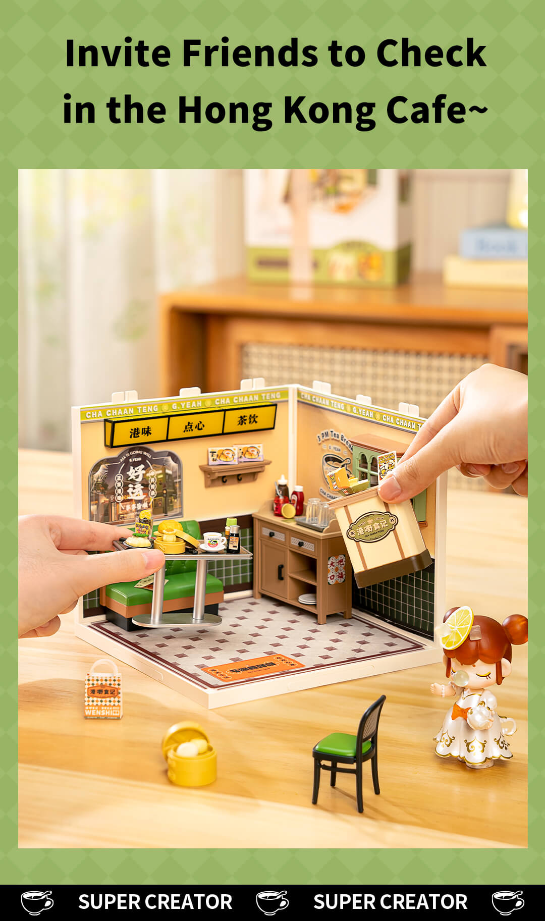 Rolife Hong Kong Bites Cafe DIY Miniature House DW021 - Mô hình tiệm ăn Hồng Kông lắp ráp - Rolife