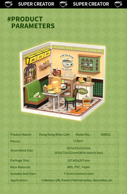 Rolife Hong Kong Bites Cafe DIY Miniature House DW021 - Mô hình tiệm ăn Hồng Kông lắp ráp - Rolife