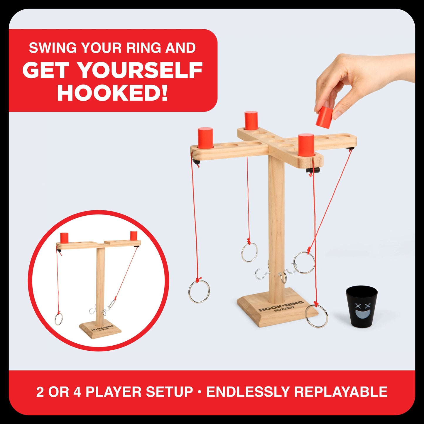 Buzzed 4-Way Hook & Ring – Trò chơi ném vòng uống rượu 4 người – Relatable - Hình ảnh bổ sung 4