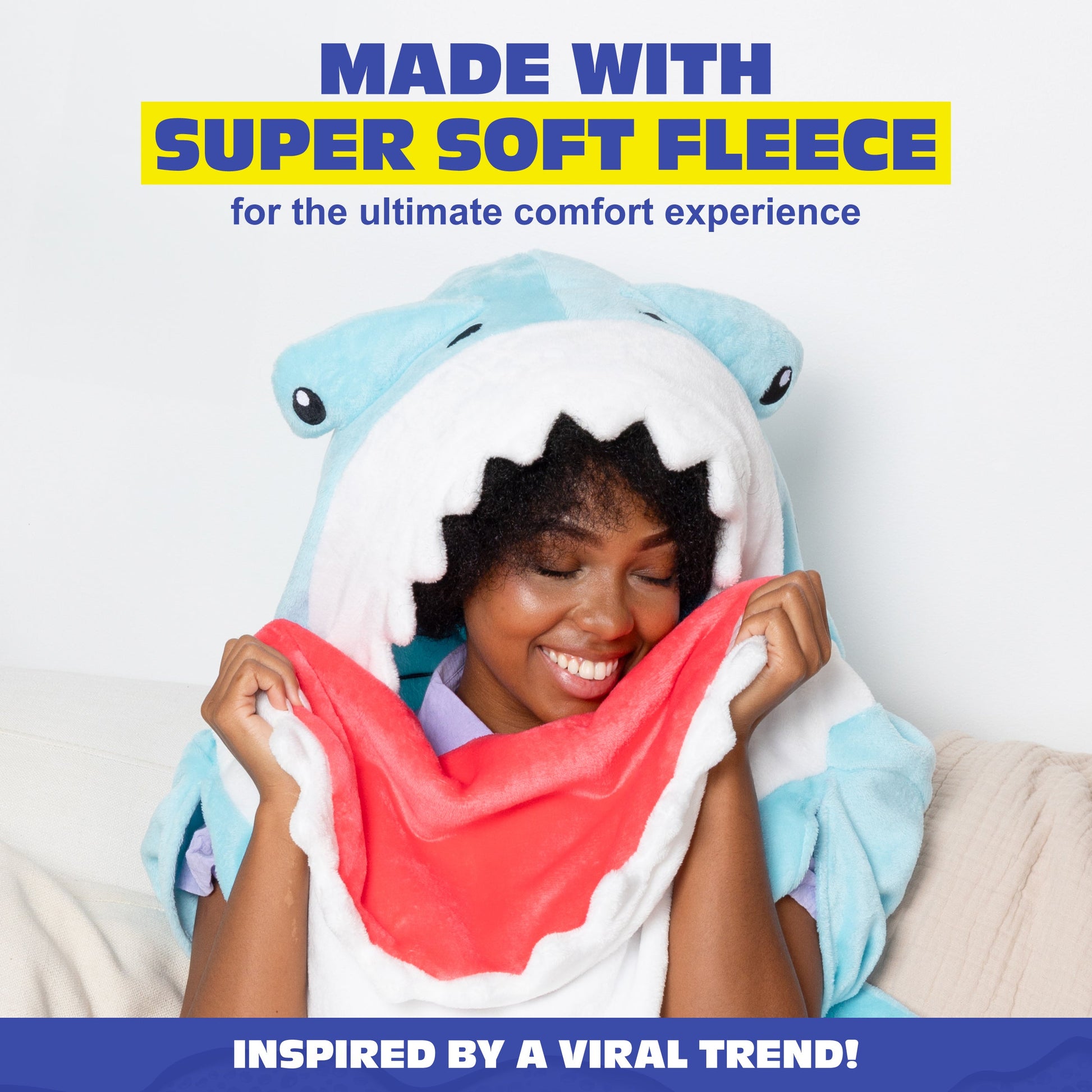 Cozy Concepts Co. Hammerhead Shark Blanket With Sleeves - Chăn Cá Mập Hammerhead Có Tay Tiện Lợi - Cozy Concepts Co. - Hình ảnh bổ sung 4