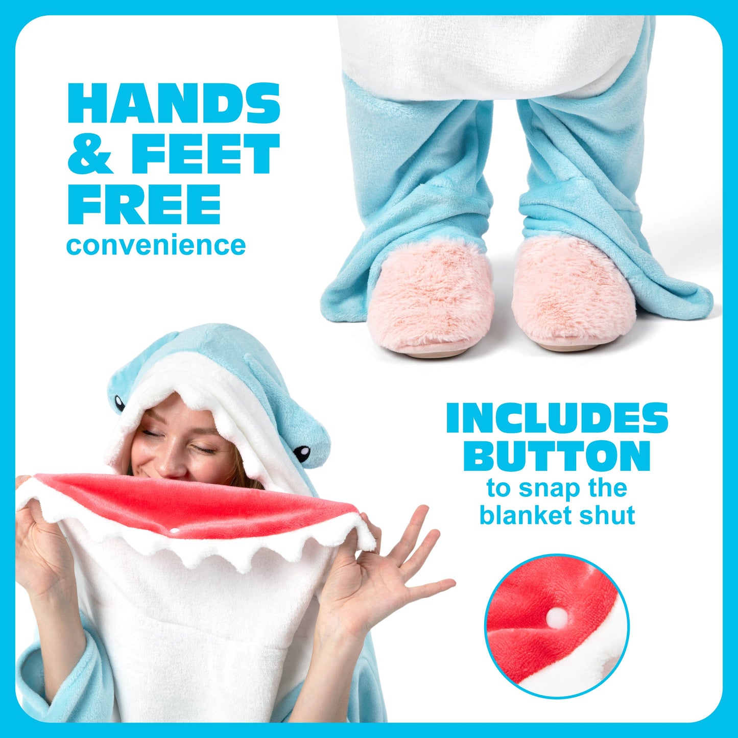 Cozy Concepts Co. Hammerhead Shark Blanket With Sleeves - Chăn Cá Mập Hammerhead Có Tay Tiện Lợi - Cozy Concepts Co. - Hình ảnh bổ sung 5