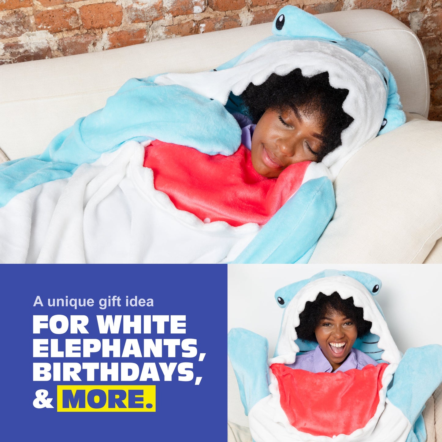 Cozy Concepts Co. Hammerhead Shark Blanket With Sleeves - Chăn Cá Mập Hammerhead Có Tay Tiện Lợi - Cozy Concepts Co. - Hình ảnh bổ sung 6