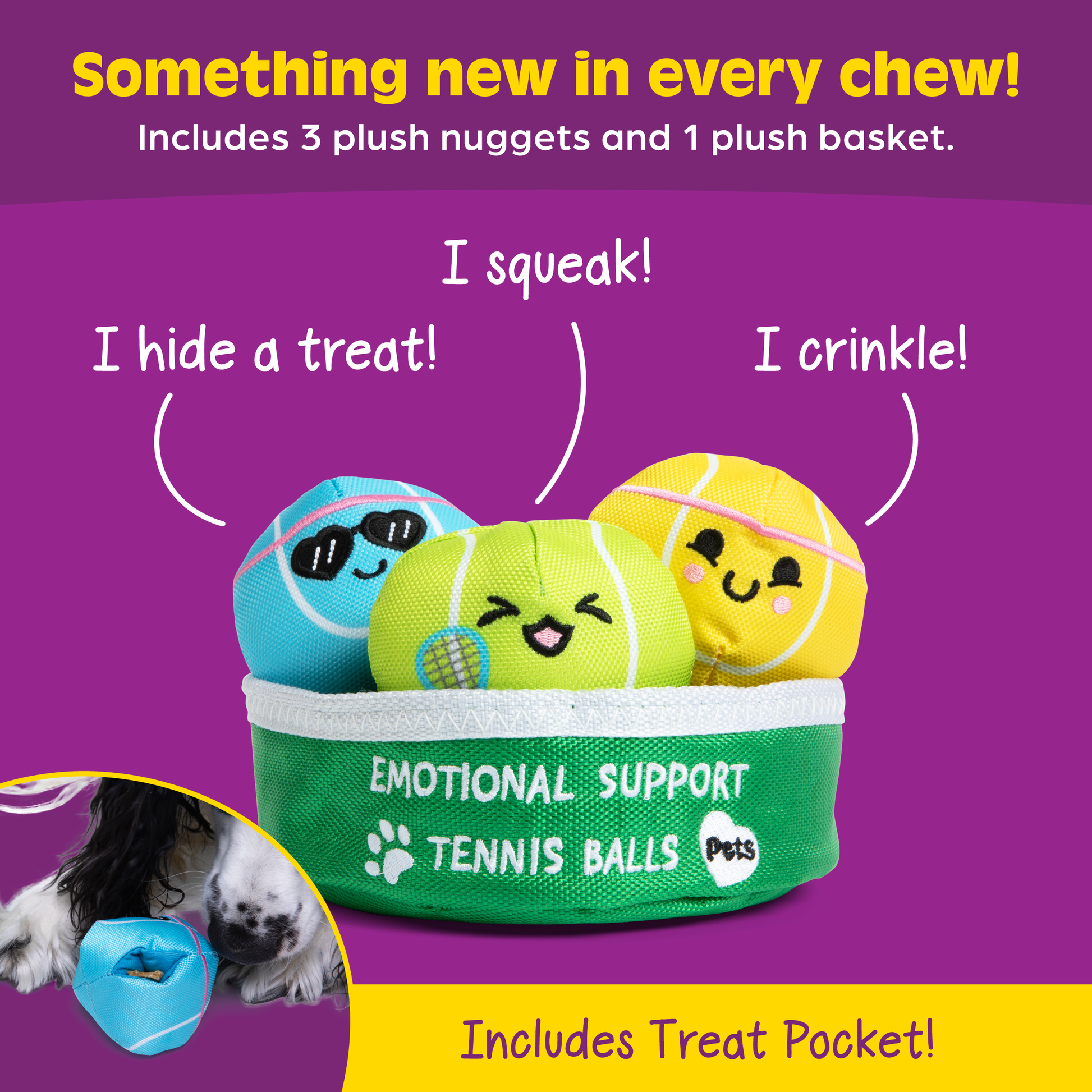 Emotional Support Pet Tennis Ball - Đồ Chơi Banh Tennis Vải Nhung Cho Thú Cưng - Relatable - Hình ảnh bổ sung 7