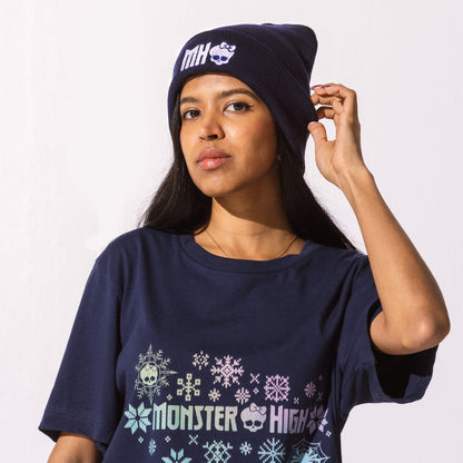 Monster High Navy Cuffed Beanie Mũ Len Thời Trang Cao Cấp Mattel Creations - Hình ảnh chi tiết 2