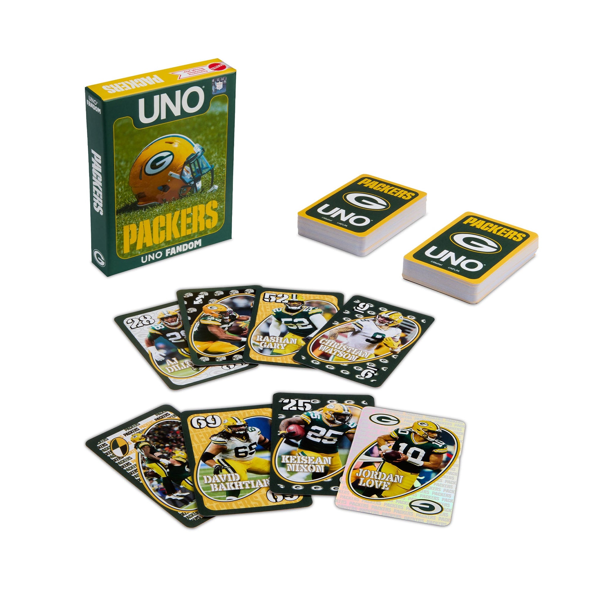 UNO Fandom NFL Green Bay Packers Game Deck - Bộ Bài Thẻ Bài Thể Thao Mattel - Hình ảnh sản phẩm