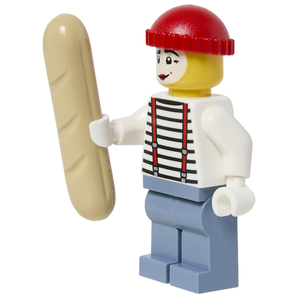 Minifigure French Mime with Baguette - Mô hình nhân vật Chú hề kịch câm Pháp - LEGO - Hình ảnh sản phẩm