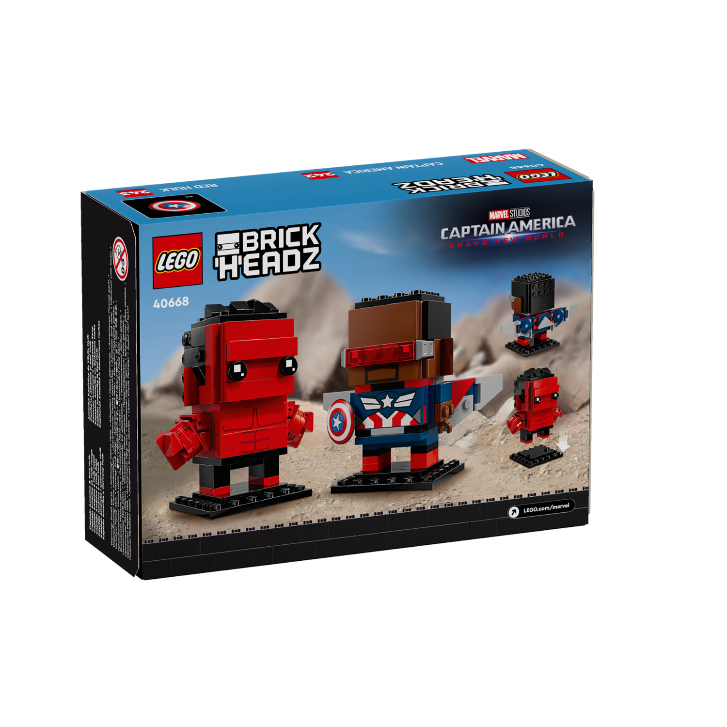 LEGO® BrickHeadz™ Captain America & Red Hulk Figures Mô hình Lắp ráp Siêu anh hùng Marvel LEGO 40668 - Hình ảnh sản phẩm