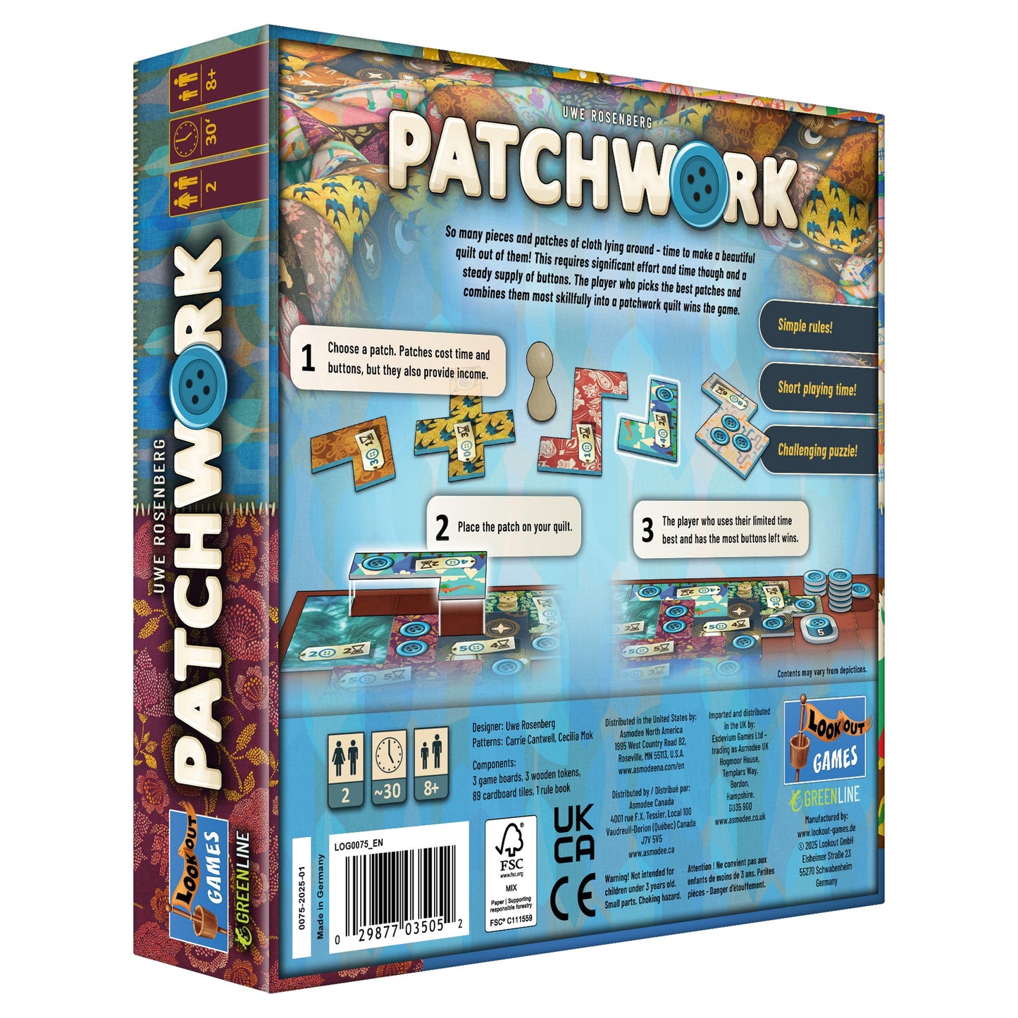 Patchwork Board Game Revised Edition - Trò Chơi Xếp Vải Chiến Thuật 2 Người - Lookout Games