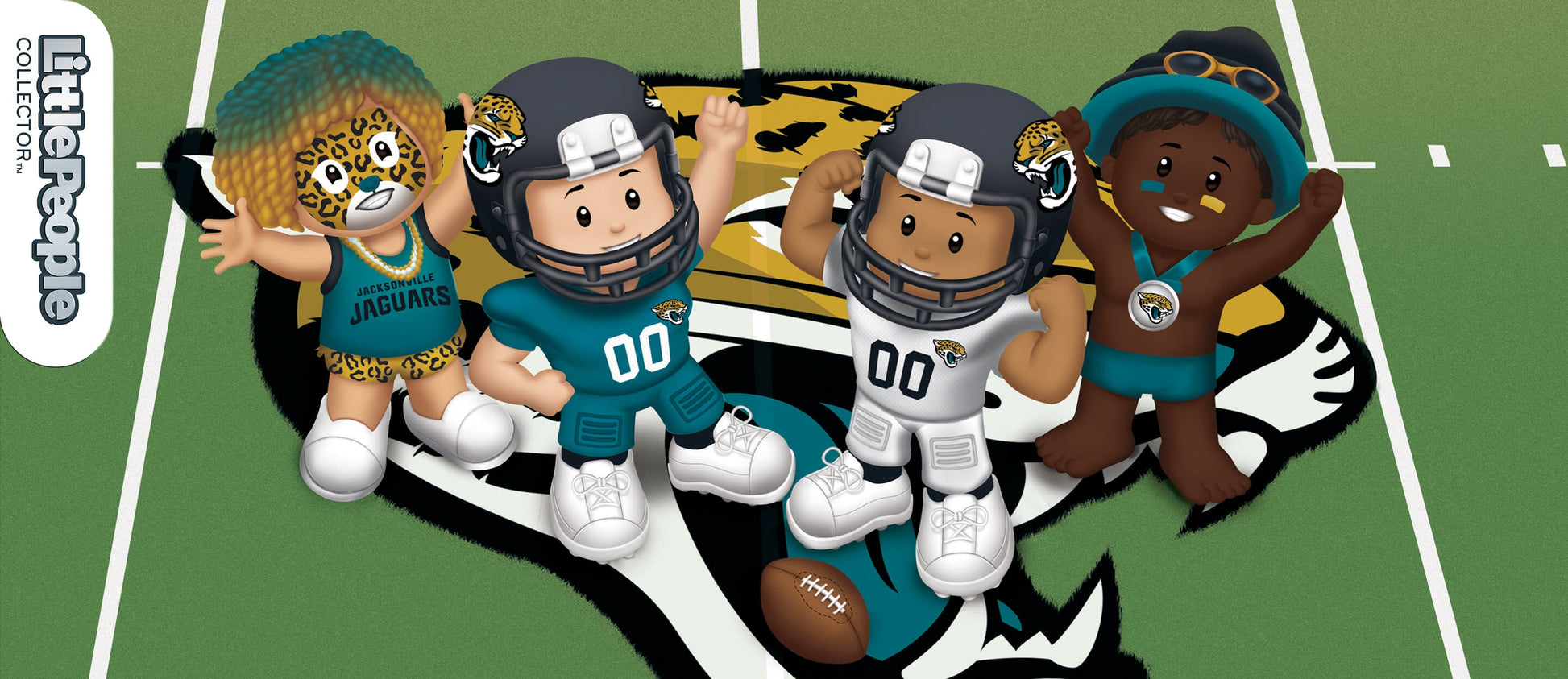 Little People Collector x NFL Jacksonville Jaguars Set - Bộ Mô Hình Cầu Thủ Bóng Bầu Dục - Mattel HNJ47 Mattel - ảnh 5 - Figu