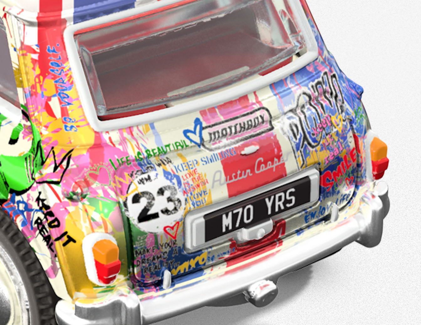 Matchbox x Mr Brainwash 1964 Austin Mini Cooper S Mô Hình Xe Die-cast Nghệ Thuật Matchbox Matchbox - ảnh 6 - Mô hình xe dieca