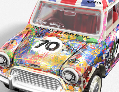 Matchbox x Mr Brainwash 1964 Austin Mini Cooper S Mô Hình Xe Die-cast Nghệ Thuật Matchbox