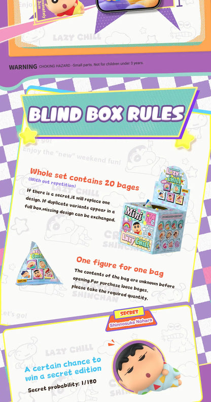 CRAYON SHIN-CHAN MINIME SERIES-LAZY CHILL - Mô hình Blind Box Mini - 52TOYS