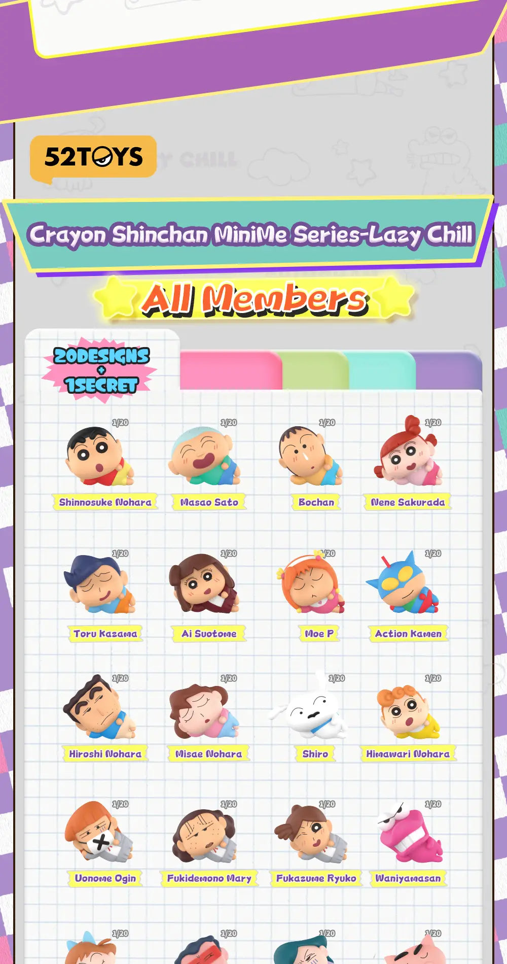 CRAYON SHIN-CHAN MINIME SERIES-LAZY CHILL - Mô hình Blind Box Mini - 52TOYS