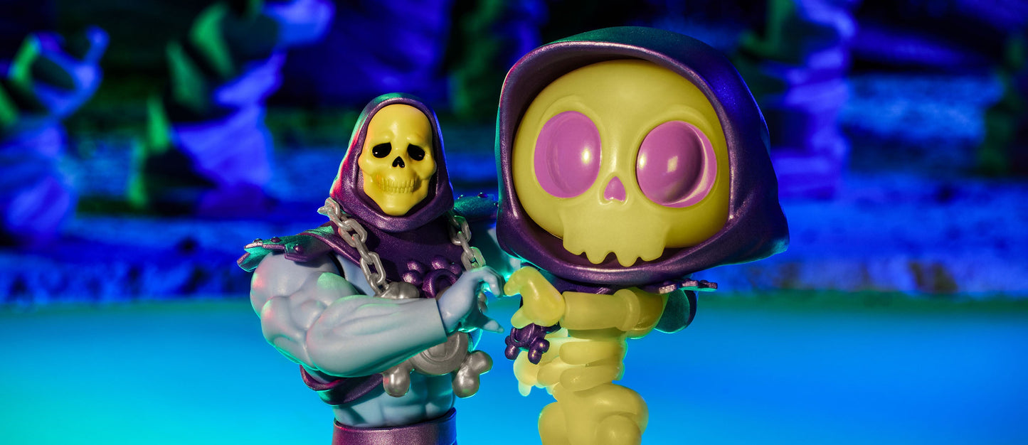 Masters of the Universe Skeletor x VeeFriends Skilled Skeleton 2-Pack - Bộ 2 Mô Hình Khớp Cử Động Mattel Creations