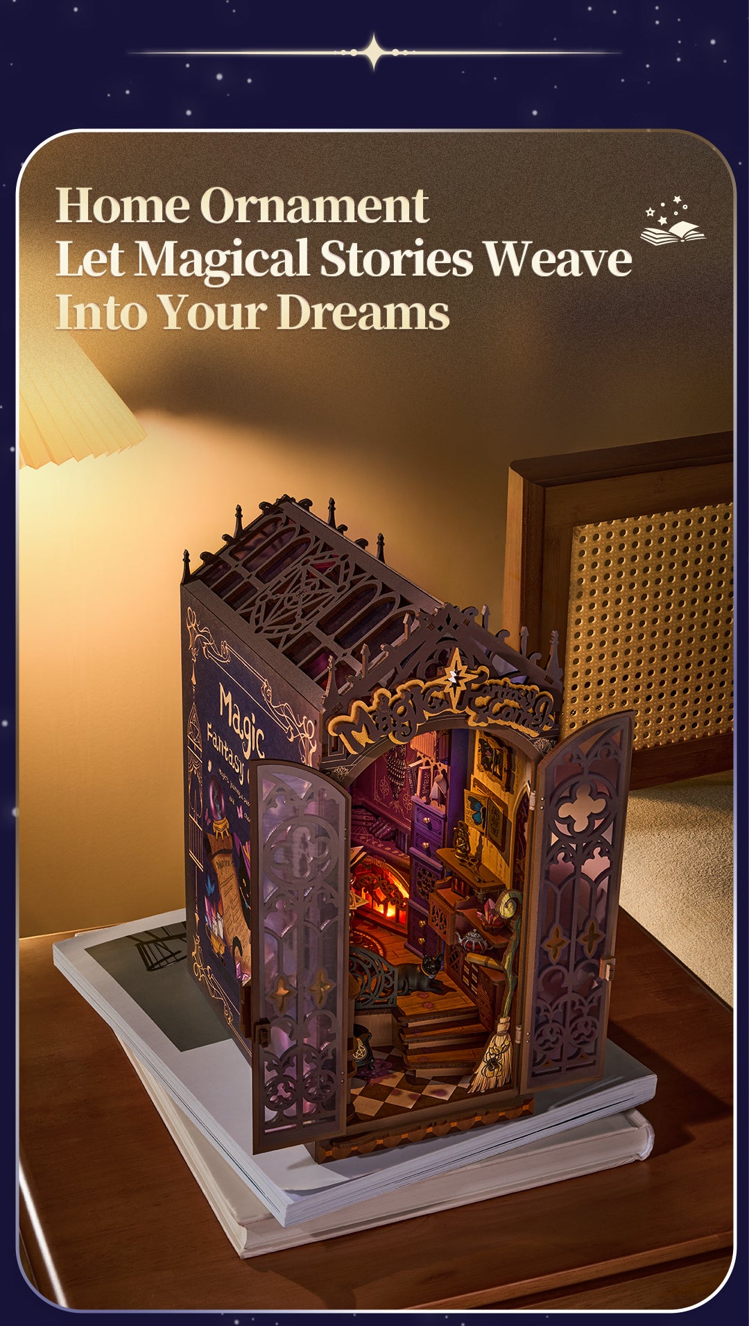Rolife Magic Fantasy Corner DIY Book Nook Shelf Insert TGB14 - Mô hình Book Nook nhà gỗ DIY - Rolife