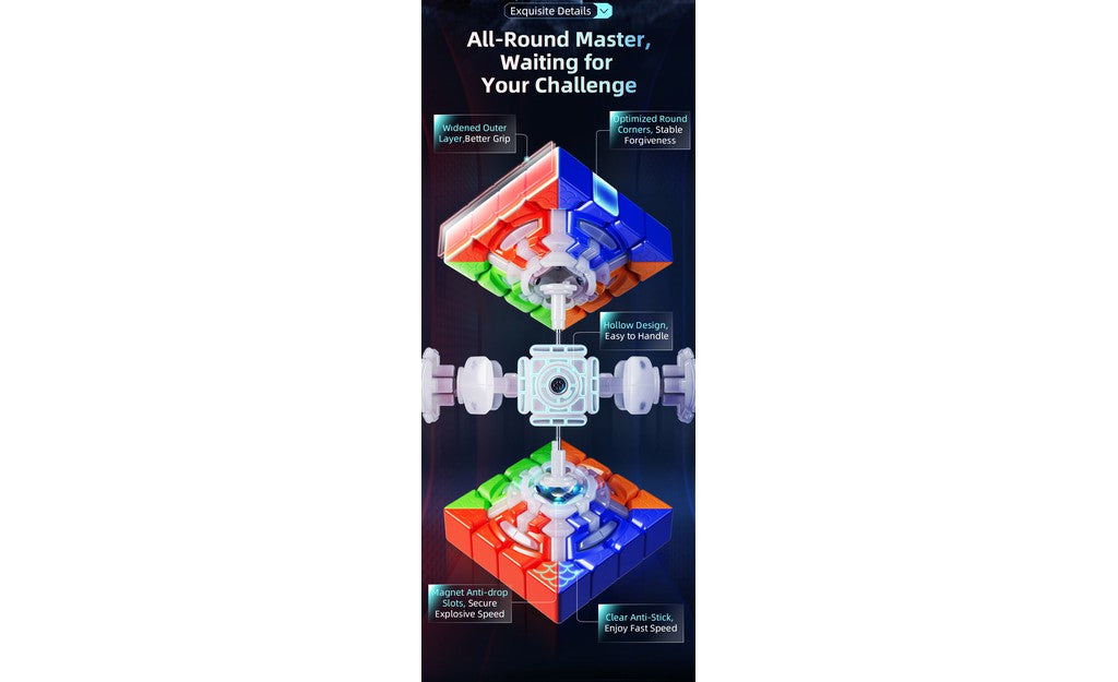 MoYu AoSu 4x4 V7 Single-Track (Magnetic) - Rubik 4x4 Nam Châm Tốc Độ MoYu