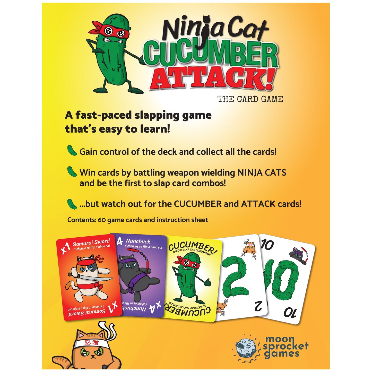 Ninja Cat Cucumber Attack! Trò chơi thẻ bài phản xạ nhanh - Moonsprocket Games
