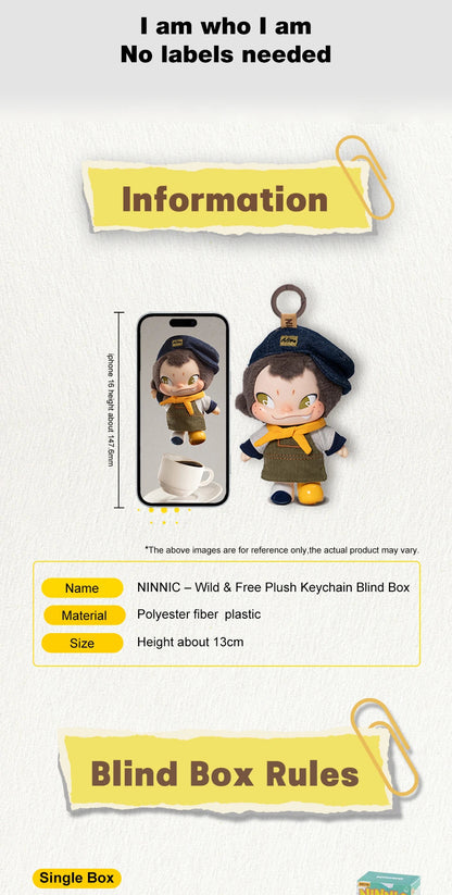 NINNIC – WILD & FREE PLUSH KEYCHAIN BLIND BOX - Móc Khóa Bông Blind Box - 52TOYS