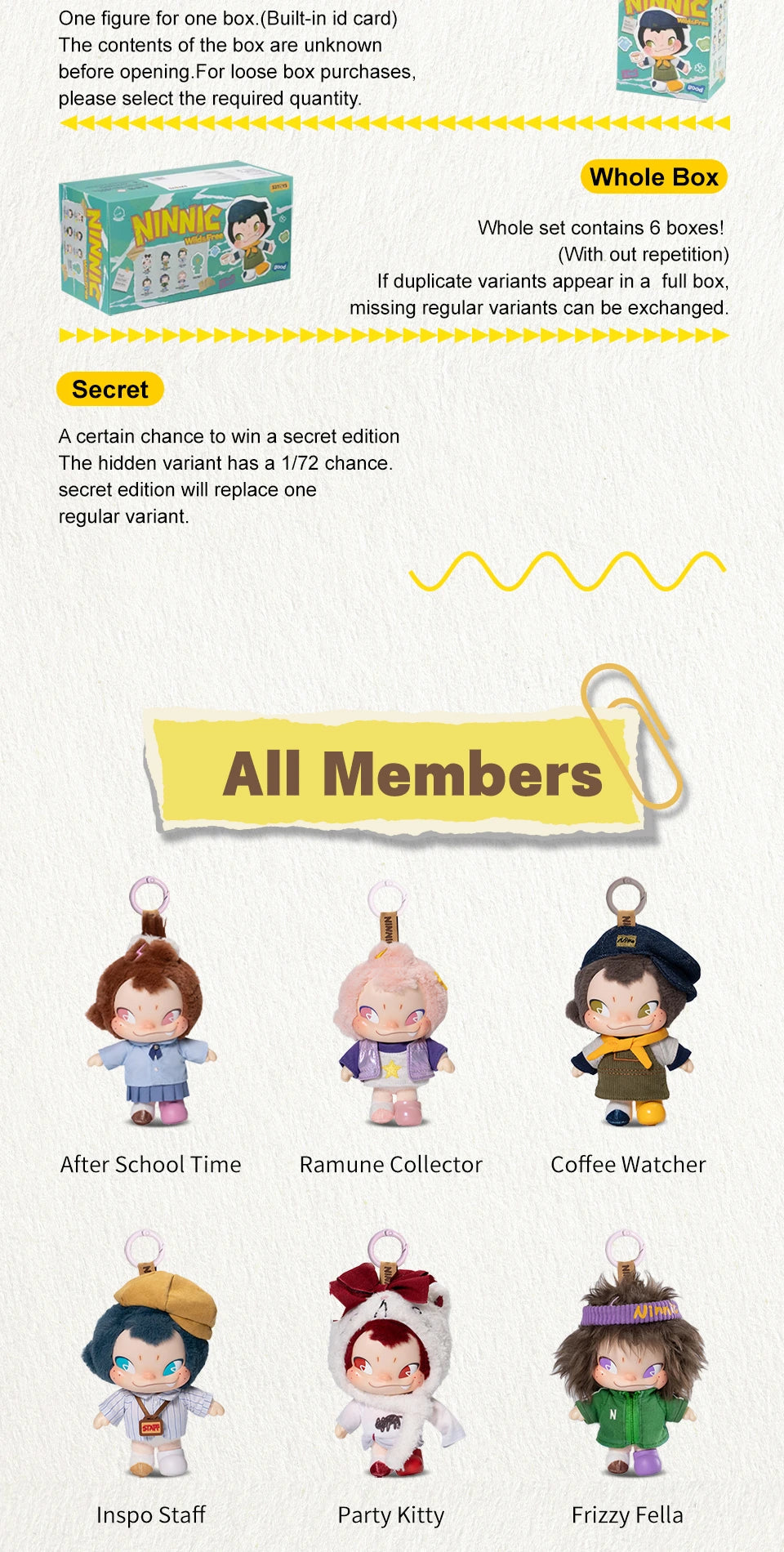 NINNIC – WILD & FREE PLUSH KEYCHAIN BLIND BOX - Móc Khóa Bông Blind Box - 52TOYS