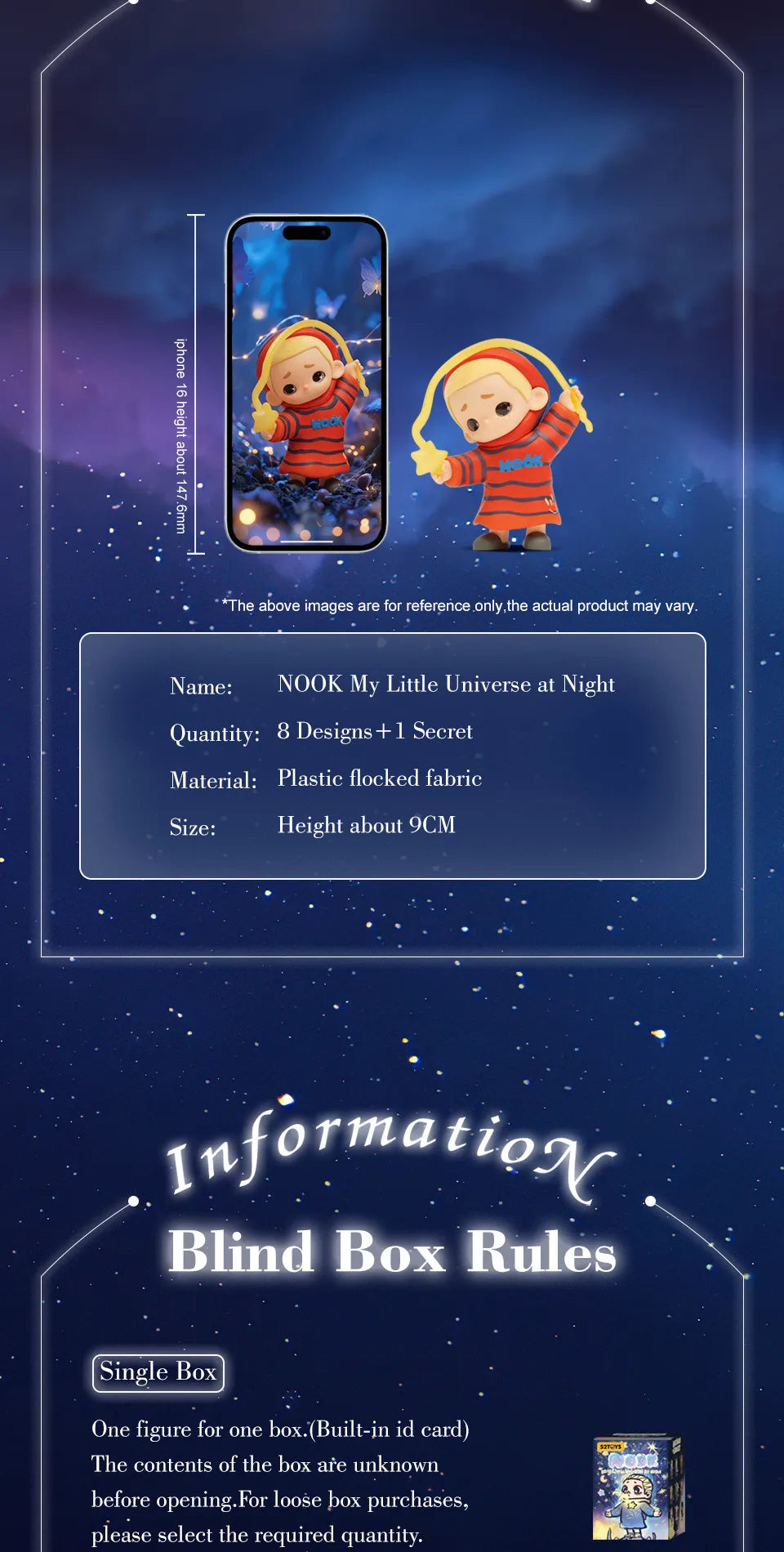 NOOK MY LITTLE UNIVERSE AT NIGHT - Mô hình Blind Box Art Toy Phủ Nhung - 52TOYS