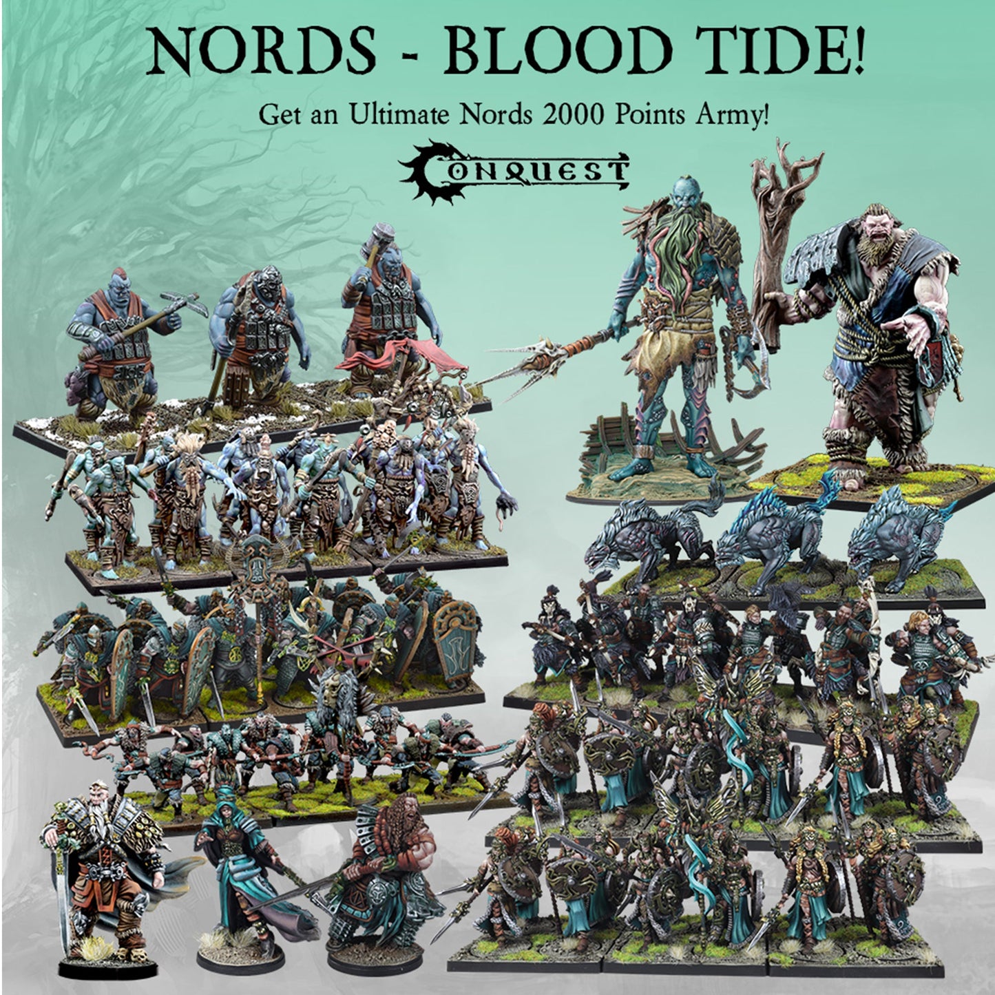 Conquest Miniatures Game - Nords: Blood Tide 2000pt Army - Bộ Quân Đội Mô Hình Chiến Thuật Para Bellum