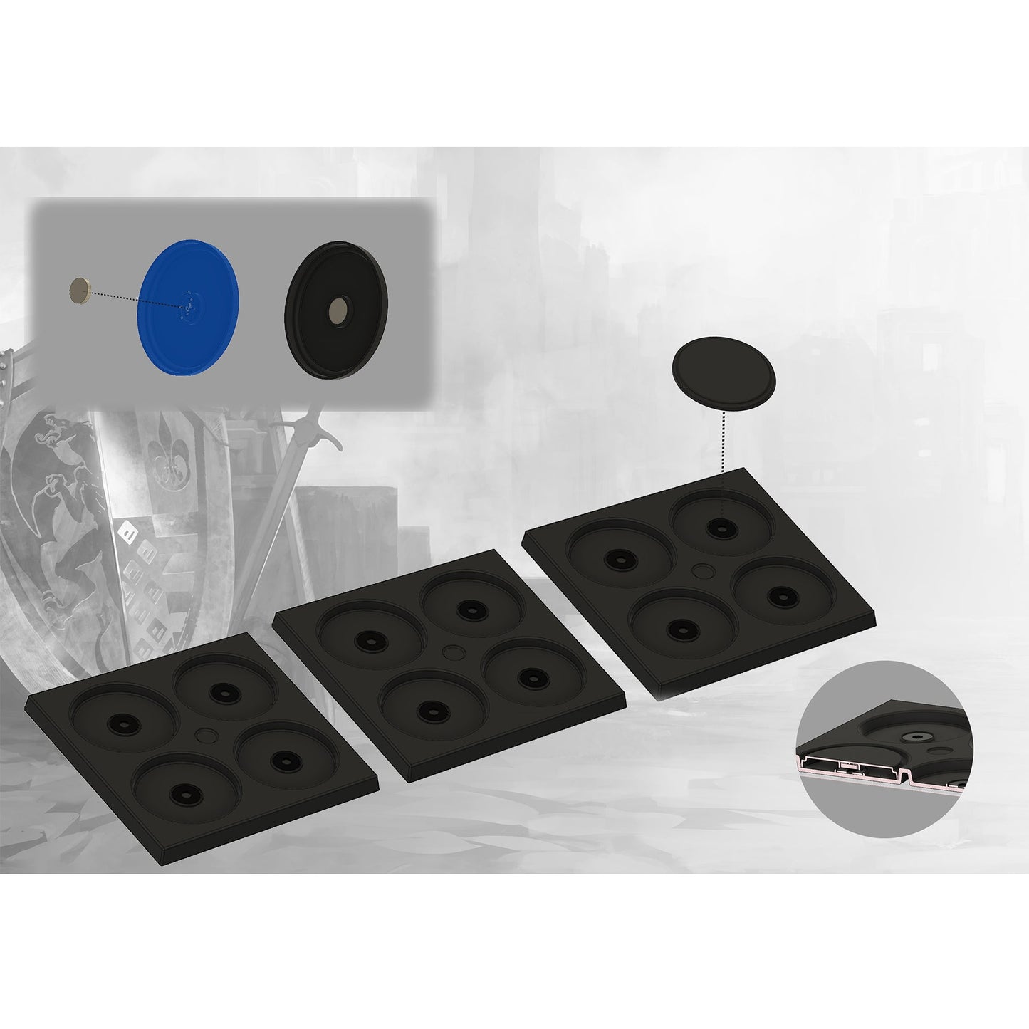 Conquest Miniatures Game - Magnetic Bases and Stands - Infantry - Đế hít nam châm cho bộ binh - Para Bellum