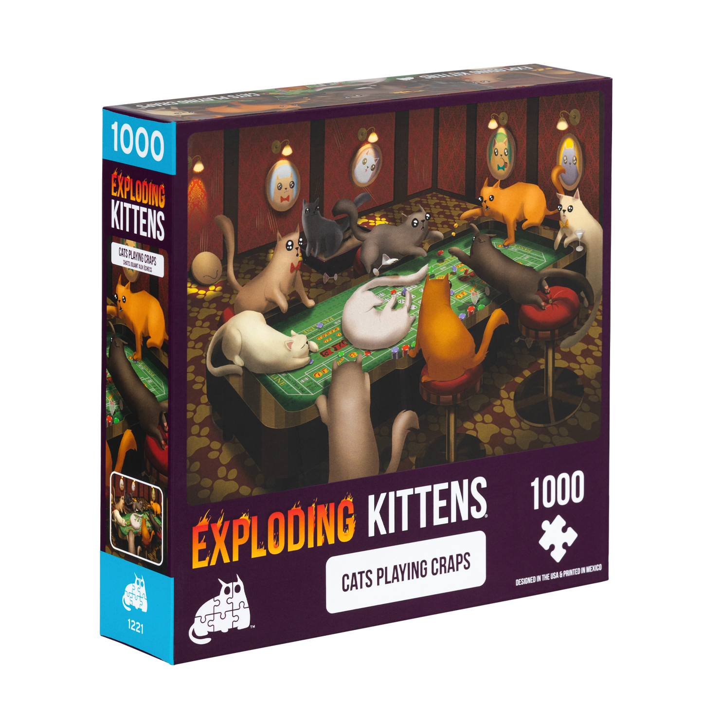 Cats Playing Craps | 500 & 1000 Piece Puzzles | Exploding Kittens