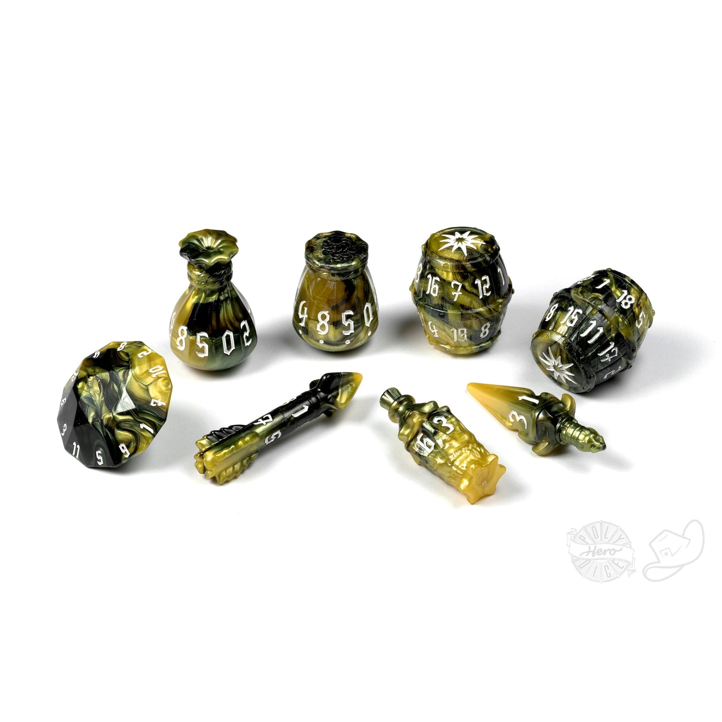 PolyHero Rogue 8 Dice Set Slick Serpent - Bộ Xúc Xắc Nhập Vai RPG Cao Cấp - Tabletop Tycoon - Hình ảnh sản phẩm