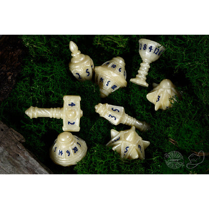 PolyHero Cleric 8 Dice Set Celestial Ivory - Bộ Xúc Xắc Nhập Vai - Tabletop Tycoon - Hình ảnh chi tiết 2