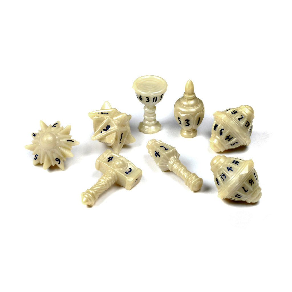 PolyHero Cleric 8 Dice Set Celestial Ivory - Bộ Xúc Xắc Nhập Vai - Tabletop Tycoon - Hình ảnh bổ sung 4