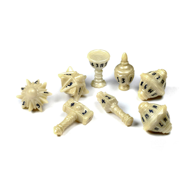 PolyHero Cleric 8 Dice Set Celestial Ivory - Bộ Xúc Xắc Nhập Vai - Tabletop Tycoon - Hình ảnh sản phẩm