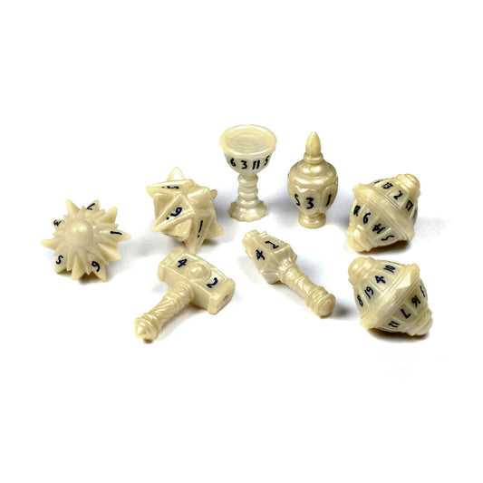PolyHero Cleric 8 Dice Set Celestial Ivory - Bộ Xúc Xắc Nhập Vai - Tabletop Tycoon - Hình ảnh sản phẩm