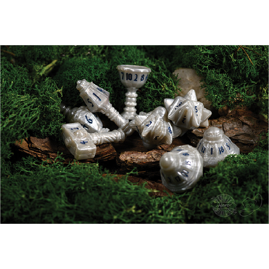 PolyHero Cleric 8 Dice Set Spirited Steel - Bộ Xúc Xắc Nhập Vai RPG - Tabletop Tycoon - Góc nhìn khác 3