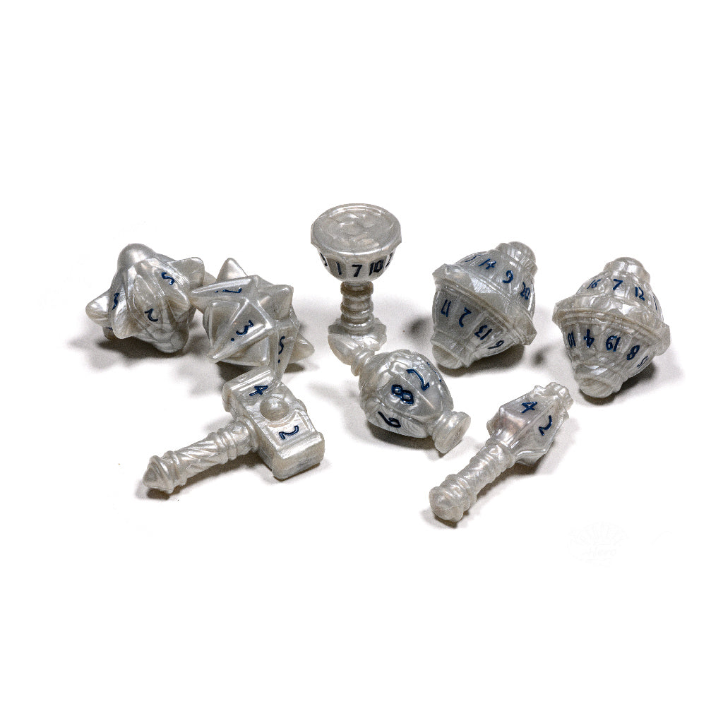 PolyHero Cleric 8 Dice Set Spirited Steel - Bộ Xúc Xắc Nhập Vai RPG - Tabletop Tycoon - Hình ảnh sản phẩm