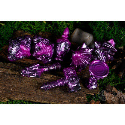 PolyHero Cleric 8 Dice Set Vile Violet - Bộ Xúc Xắc Nhập Vai RPG - PolyHero - Hình ảnh chi tiết 2