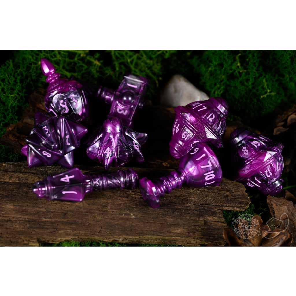 PolyHero Cleric 8 Dice Set Vile Violet - Bộ Xúc Xắc Nhập Vai RPG - PolyHero - Góc nhìn khác 3