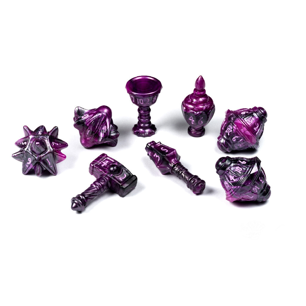 PolyHero Cleric 8 Dice Set Vile Violet - Bộ Xúc Xắc Nhập Vai RPG - PolyHero - Hình ảnh sản phẩm