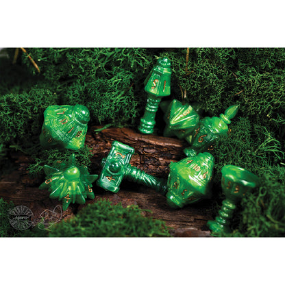 PolyHero Cleric 8 Dice Set Verdant Viridian - Bộ Xúc Xắc Nhập Vai RPG - PolyHero - Góc nhìn khác 3