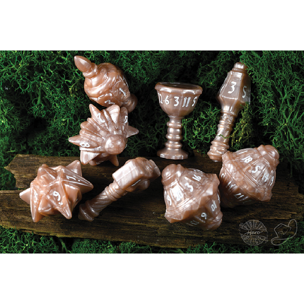 PolyHero Cleric 8 Dice Set Radiant Rose - Bộ Xúc Xắc Nhập Vai Cao Cấp - PolyHero - Hình ảnh chi tiết 2