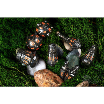 PolyHero Warrior Dice Set Steel Grey - Bộ Xúc Xắc Nhập Vai RPG Hình Vũ Khí - PolyHero Dice - Góc nhìn khác 3