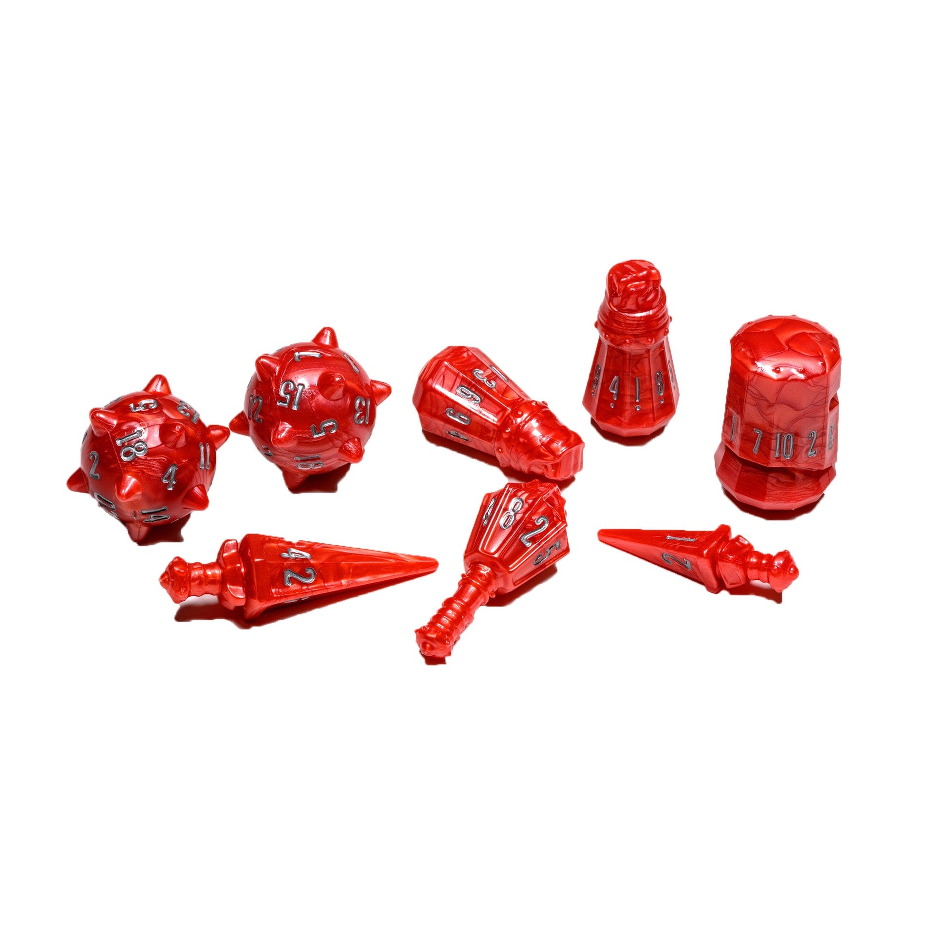 PolyHero Warrior 8 Dice Set Crimson Carnage - Bộ Xúc Xắc RPG Vũ Khí Chiến Binh - Tabletop Tycoon - Hình ảnh sản phẩm