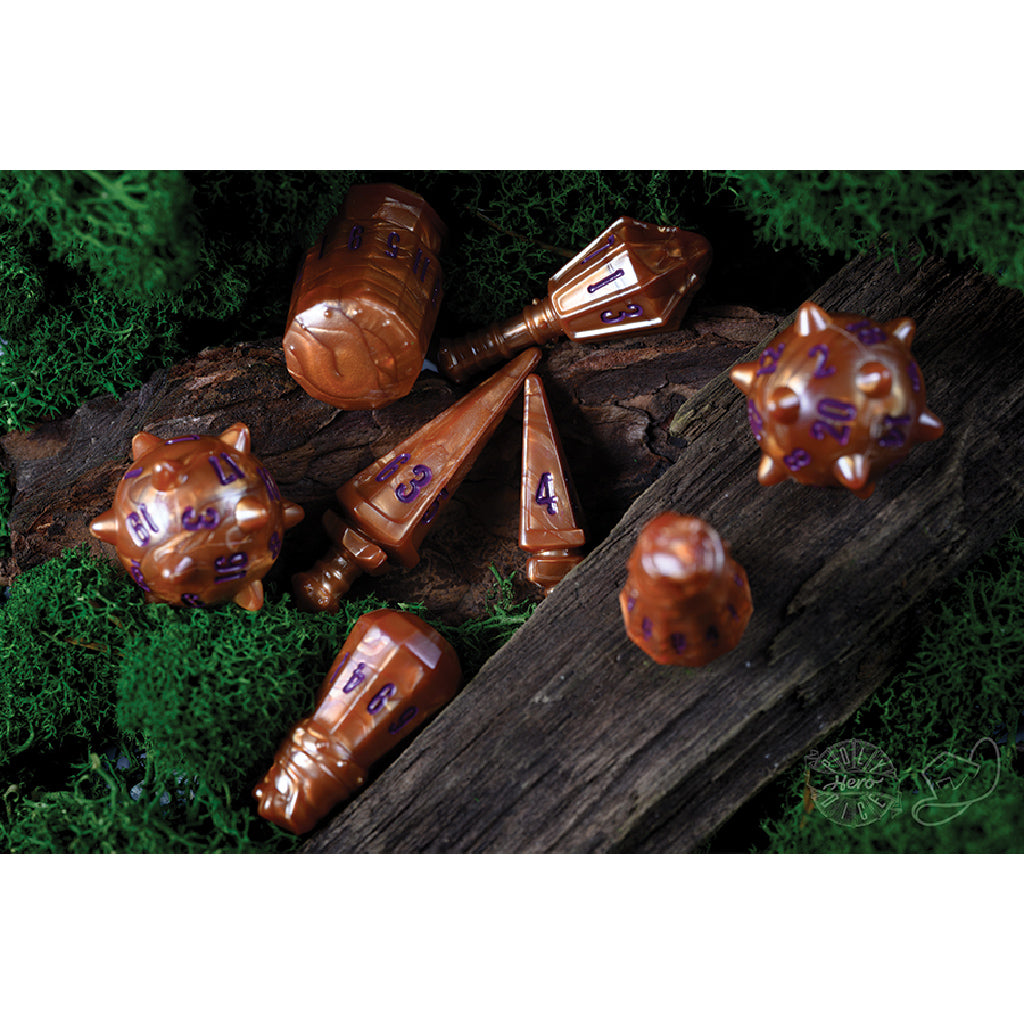 PolyHero Warrior 8 Dice Set Imperial Bronze - Bộ 8 Xúc Xắc RPG Độc Đáo - Tabletop Tycoon - Hình ảnh chi tiết 2