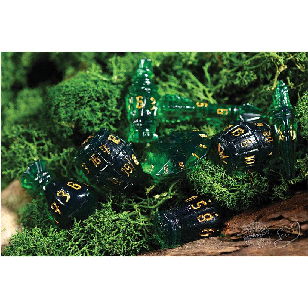 PolyHero Rogue 8 Dice Set Emerald Emissary - Bộ Xúc Xắc Nhập Vai RPG - Tabletop Tycoon - Góc nhìn khác 3