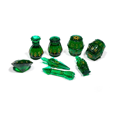 PolyHero Rogue 8 Dice Set Emerald Emissary - Bộ Xúc Xắc Nhập Vai RPG - Tabletop Tycoon - Hình ảnh sản phẩm