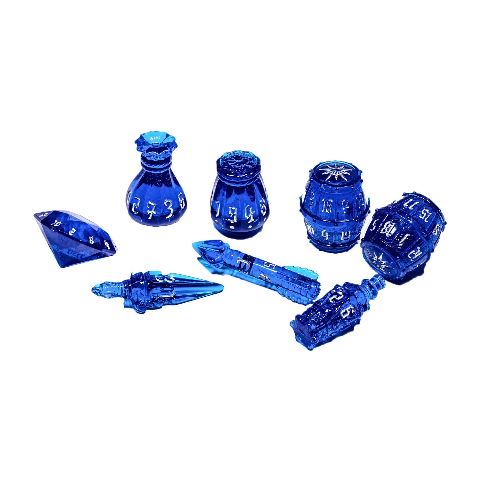 PolyHero Rogue 8 Dice Set Sapphire Scoundrel - Bộ Xúc Xắc Nhập Vai RPG Hình Vũ Khí - PolyHero - Hình ảnh sản phẩm