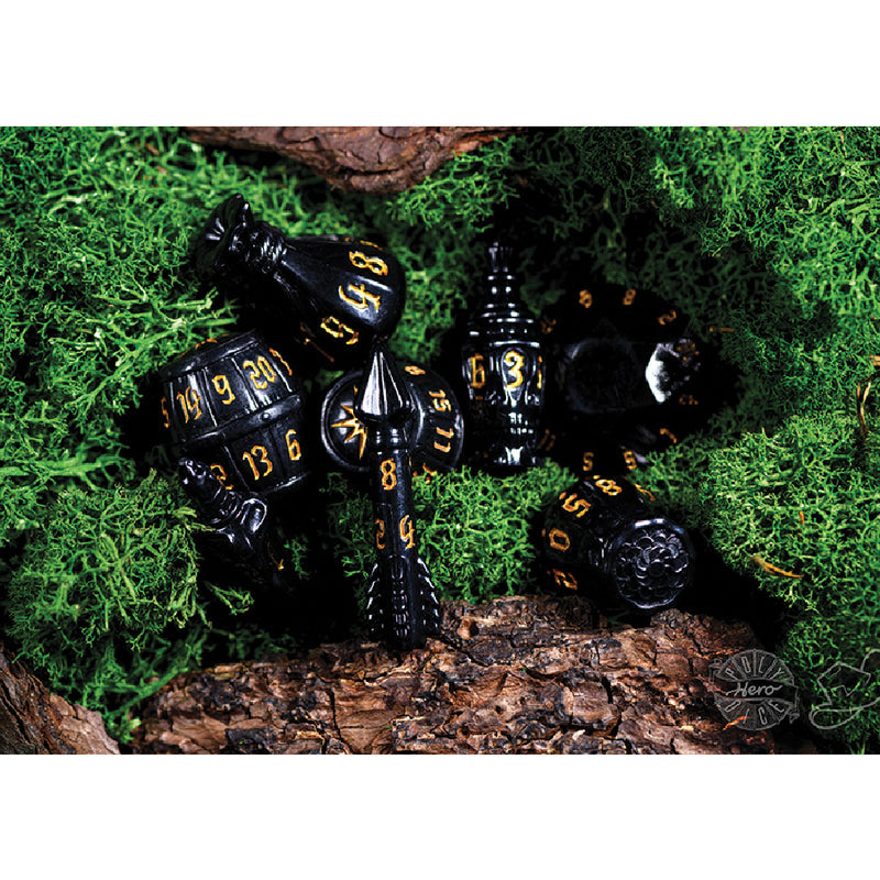 PolyHero Rogue 8 Dice Set Nightshade - Bộ Xúc Xắc Nhập Vai RPG Sát Thủ - Tabletop Tycoon - Hình ảnh chi tiết 2