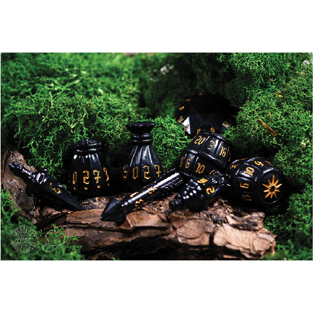PolyHero Rogue 8 Dice Set Nightshade - Bộ Xúc Xắc Nhập Vai RPG Sát Thủ - Tabletop Tycoon - Hình ảnh bổ sung 6